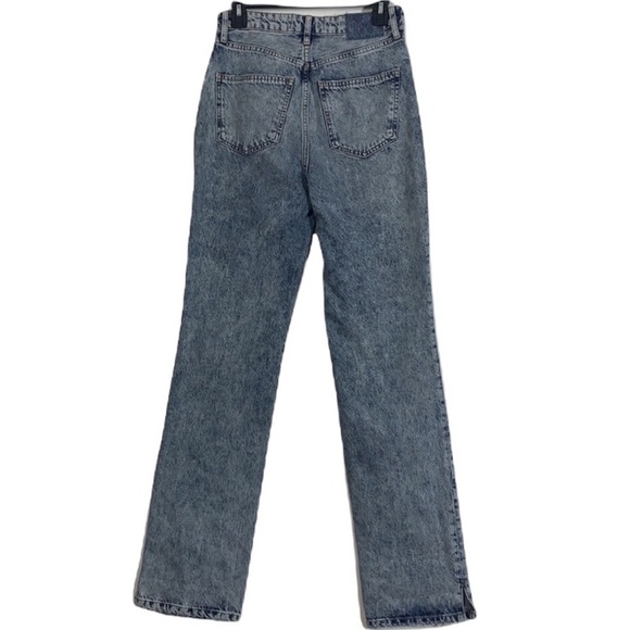 - Free People Blue Acid Wash My Own Lane Jeans Distressed Hi-rise Straight Leg - Picture 6 of 12